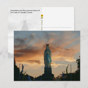 Cartão Postal Pôr do sol sobre Nossa Senhora de Lourdes, França