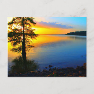 Cartão Postal Pôr do sol sobre o lago Sardis