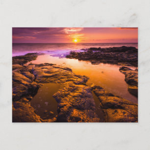 Cartão Postal Pôr do sol sobre poças de maré, Havaí