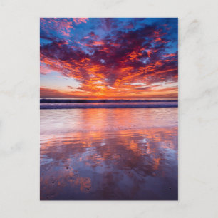Cartão Postal Pôr do sol vermelho sobre o mar, Califórnia