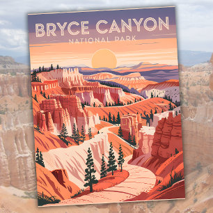 Cartão Postal Pôr do sol vintage no Parque Nacional Bryce Canyon
