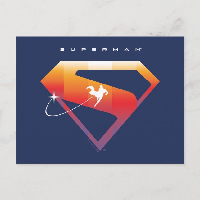 Cartão Postal Pôr do Sol Voar Superman Escudo (Frente)