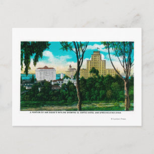 Cartão Postal Porção do Skyline de San Diego mostrando El Corte