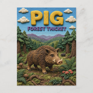 Cartão Postal Porco, Arte em Argila de Moita Florestal