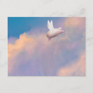 Cartão Postal porco com asas postais