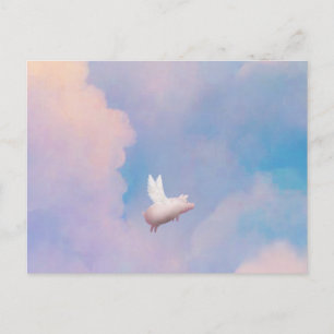 Cartão Postal porco com asas postais