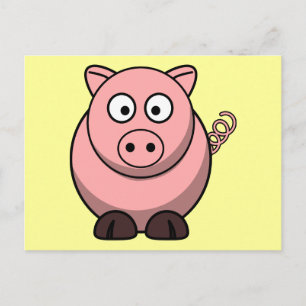 Cartão Postal Porco de Cartoon Bonito