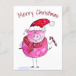 Cartão Postal Porco de Natal Whimsso