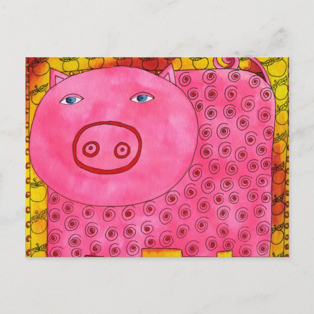 Cartão Postal Porco Estampado (Frente)