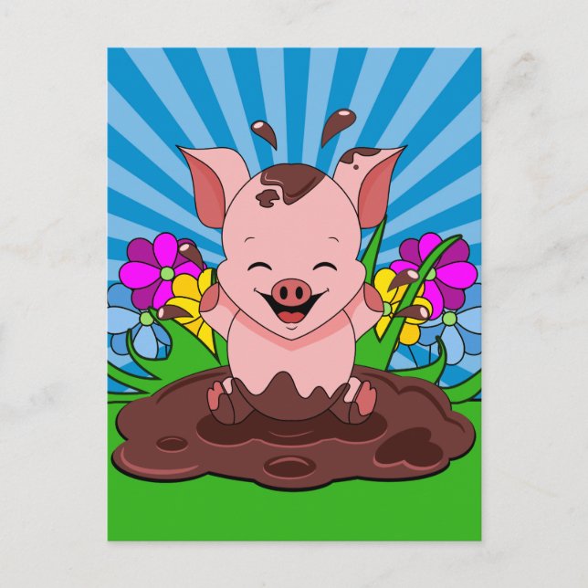 Cartão Postal Porco na Lama (Frente)