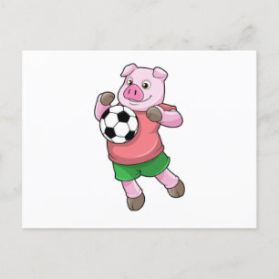 Cartão Postal Porco no Esporte Futebol