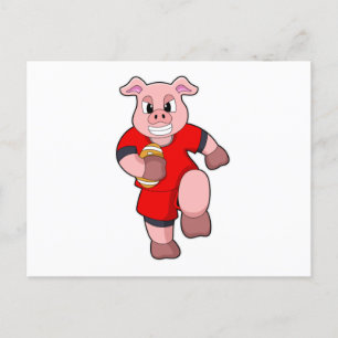 Cartão Postal Porco no futebol