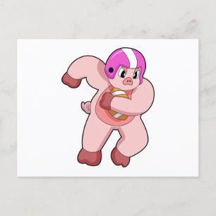 Cartão Postal Porco no futebol