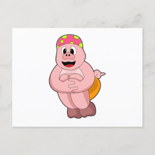 Cartão Postal Porco saltando na água