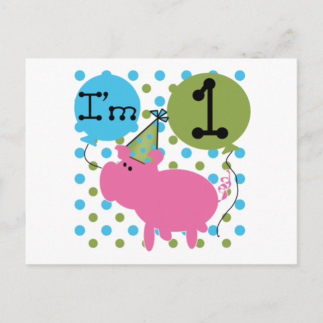 Cartão Postal Porco, sou 1 Camiseta de aniversário e presentes (Frente)