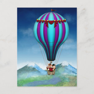 Cartão Postal Porco Voador - Balão para cima e para fora