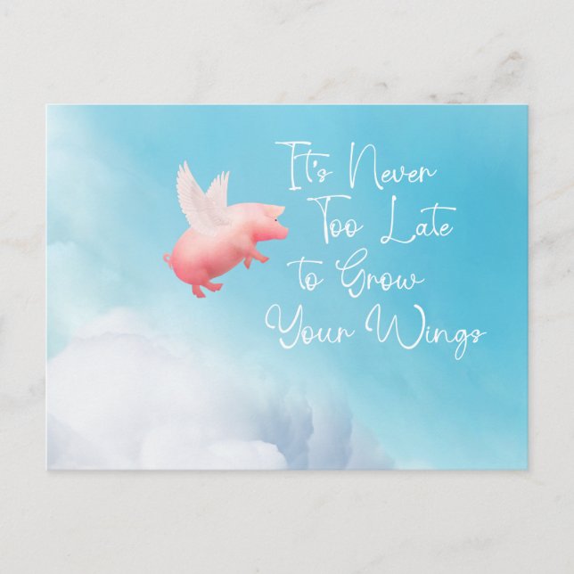 Cartão Postal Porco Voador Cresce As Asas (Frente)