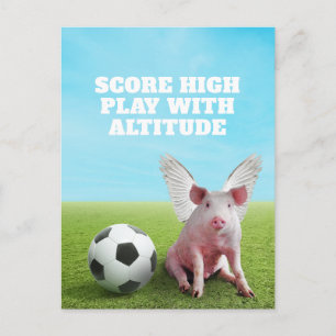 Cartão Postal Porco Voador Rosa Futebol Citação Inspiradora Dive