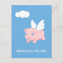 Cartão Postal Porco Voador Sinto Saudades de Você