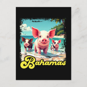 Cartão Postal Porcos Nadadores das Bahamas - Aventura na Praia d