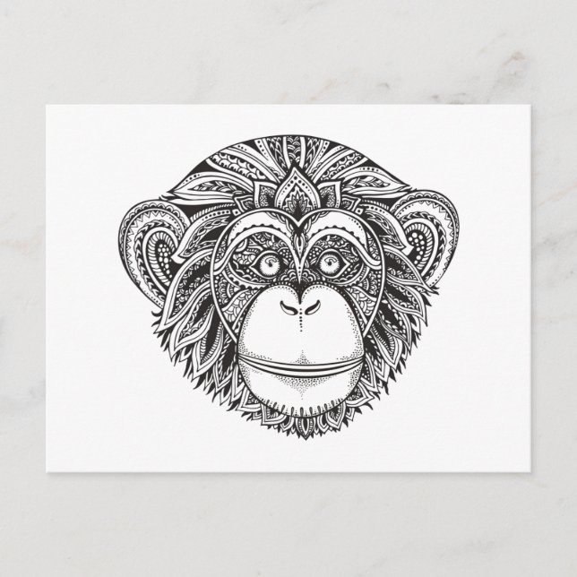 Cartão Postal Porquê de Illustarção Macaco (Frente)