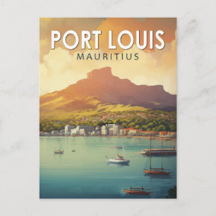 Cartão Postal Port Louis Maurícia Viagem Art Vintage