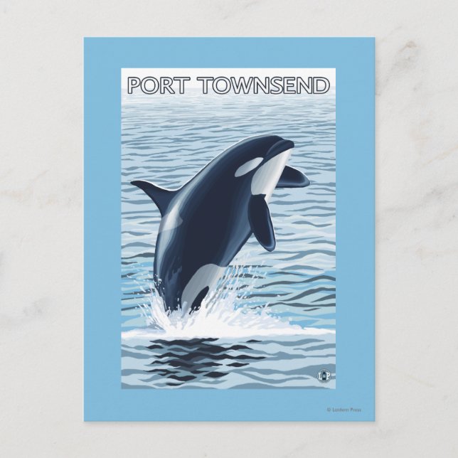 Cartão Postal Port Townsend, Washington Orca Jumping (Frente)