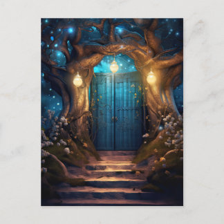 Cartão Postal Porta Antica Fantástica de Floresta Encantada Magn