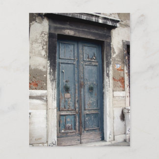 Cartão Postal porta azul velha