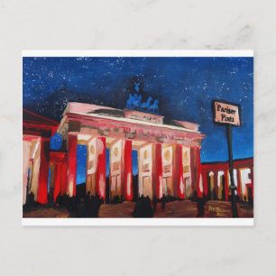 Cartão Postal Porta De Berlim Brandeburgo Com Lugar De Paris À N