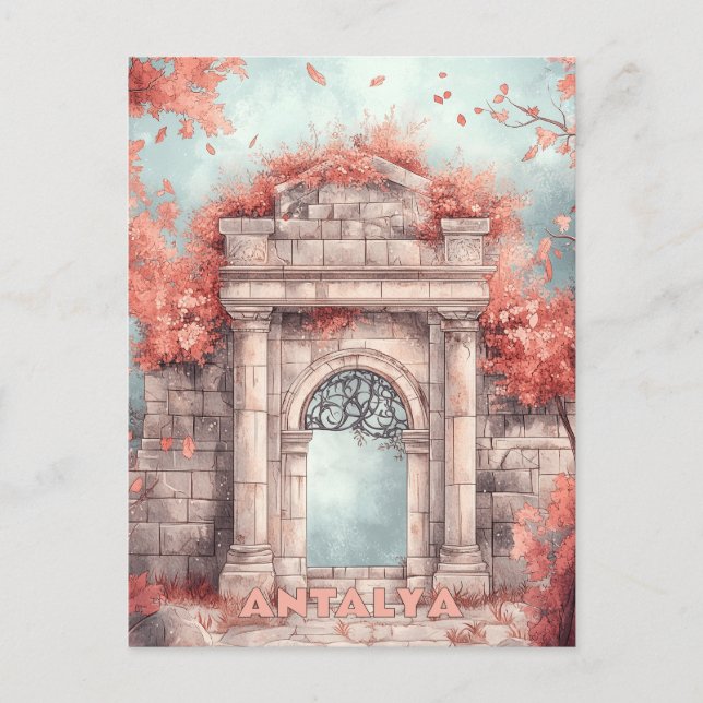 Cartão Postal Porta de Hadrian Antalya Turkiye Viagem (Frente)