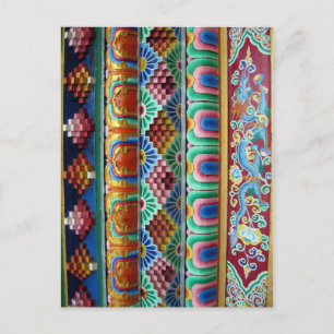 Cartão Postal Porta do mosteiro tibetano - Deorativa Colorida