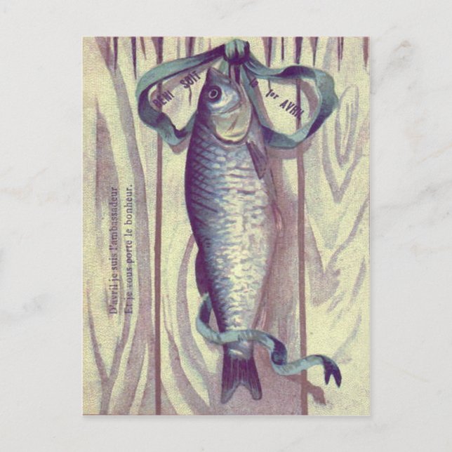 Cartão Postal Porta Francesa com Fita Verde de Peixe (Frente)