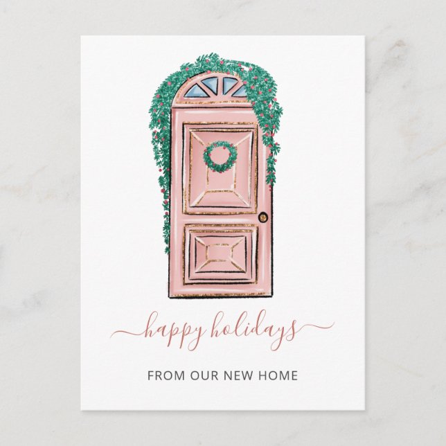 Cartão Postal Porta Frontal Rosa Nós Mudamos Férias Mudança (Frente)