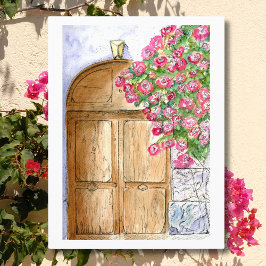 Cartão Postal Porta Italiana Antiga com Bougainvillea