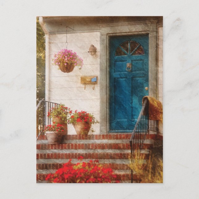 Cartão Postal Porta - Porta frontal azul (Frente)