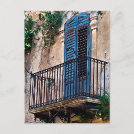 Cartão Postal Porta Siciliana Azul na Balcony