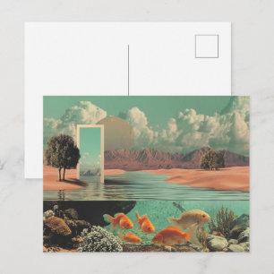 Cartão Postal Porta Surrealista no Deserto com Submersão