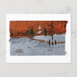 Cartão Postal Porta-voz de Cozy House em paisagens de neve