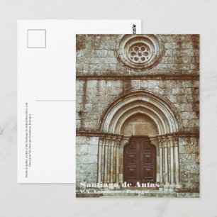 Cartão Postal Portal gótico medieval em Santiago de Antas