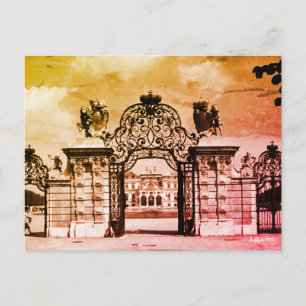Cartão Postal Portão do castelo Belvedere Viena Áustria Vintage