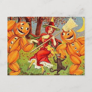 Cartão Postal Portaria de Bruxas Vintage Halloween KRW