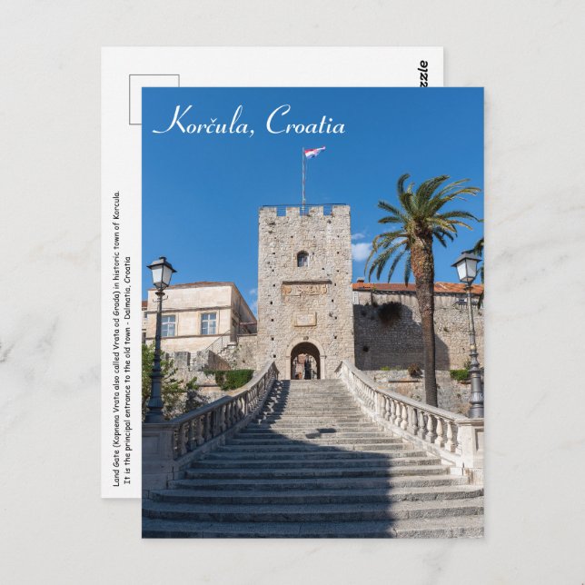 Cartão Postal Portaria terrestre na cidade de Korcula - Dalmácia (Frente/Verso)