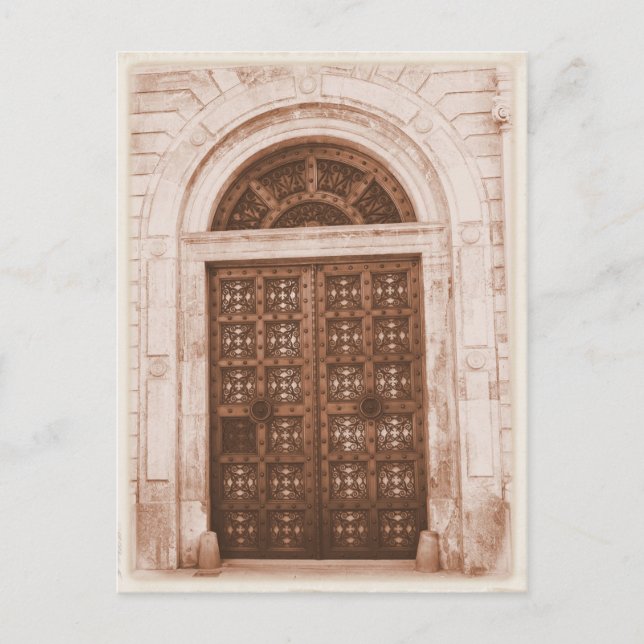 Cartão Postal Portas de Madeira no Bairro Antigo de Barcelona, E (Frente)