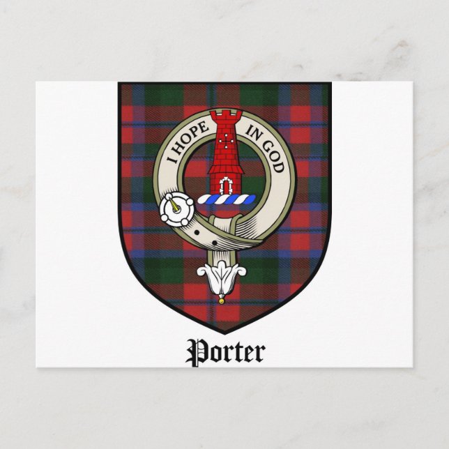 Cartão Postal Porter Clan Crest Crachá Tartan (Frente)