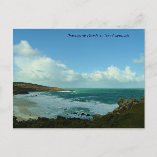 Cartão Postal Porthmeor Beach Ruas Ives Cornwall Inglaterra (Frente)