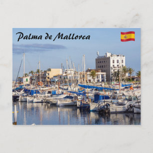 Cartão Postal Portixol marina ao anoitecer - Palma de Maiorca