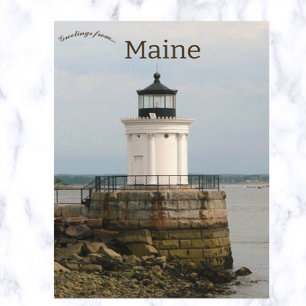 Cartão Postal Portland Breakwater Light South Portland Maine EUA