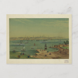 Cartão Postal Portland Maine Harbor em 1854 por W. S. Hatton