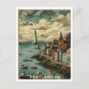 Cartão Postal Portland ME Abstrato Graphic Art Design inspirado